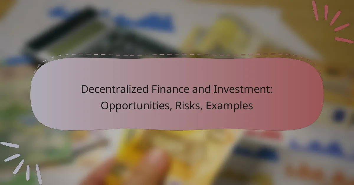 Decentralized Finance and Investment: Opportunities, Risks, Examples