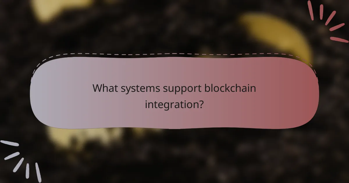 What systems support blockchain integration?